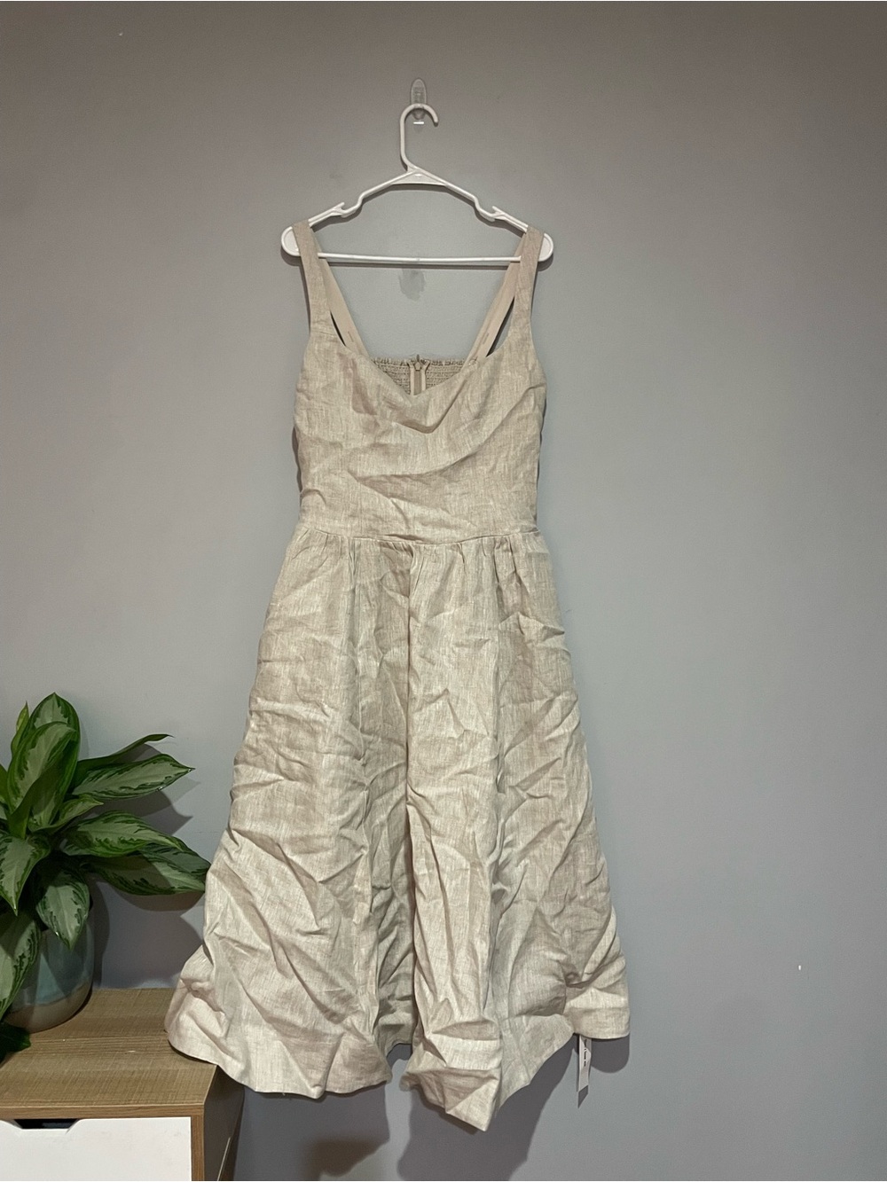 Reformation - Janu Linen Dress -Beige Midi A-Line Dress